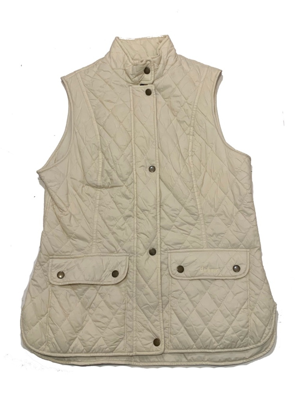 8 / Barbour Cream Quilted Sleeveless Vest - Picture 2 of 7